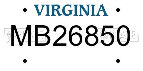 MB26850 Virginia License Plate