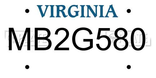 MB2G580 Virginia License Plate