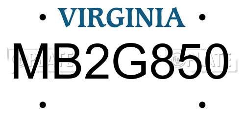 MB2G850 Virginia License Plate