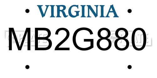 MB2G880 Virginia License Plate