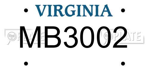 MB3002 Virginia License Plate