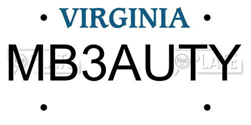 MB3AUTY Virginia License Plate