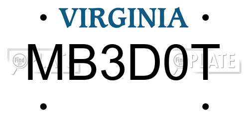 MB3D0T Virginia License Plate