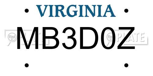 MB3D0Z Virginia License Plate