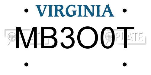 MB3O0T Virginia License Plate