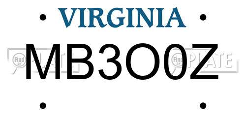 MB3O0Z Virginia License Plate