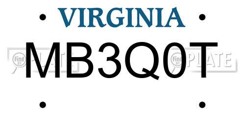 MB3Q0T Virginia License Plate