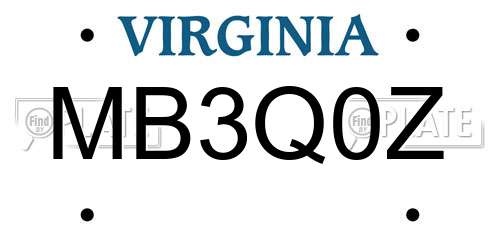 MB3Q0Z Virginia License Plate