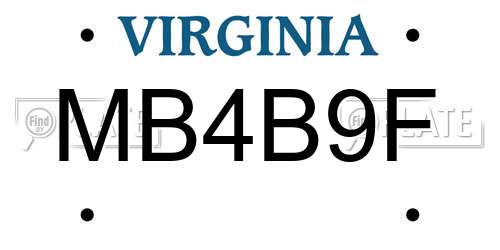 MB4B9F Virginia License Plate