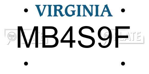 MB4S9F Virginia License Plate