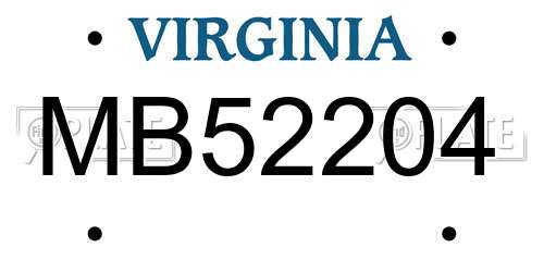MB52204 Virginia License Plate