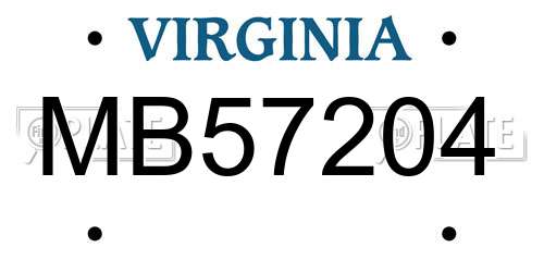 MB57204 Virginia License Plate
