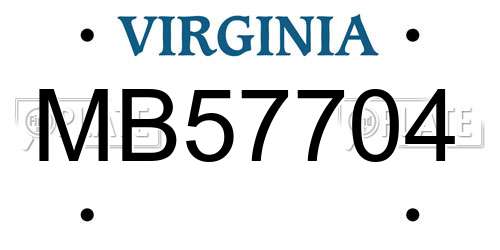 MB57704 Virginia License Plate