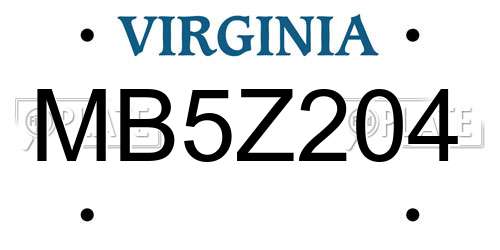 MB5Z204 Virginia License Plate