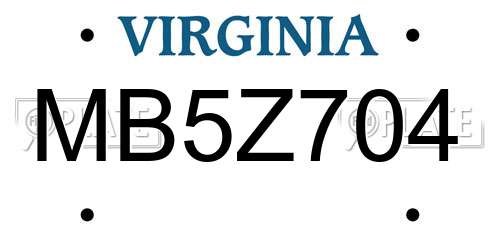 MB5Z704 Virginia License Plate