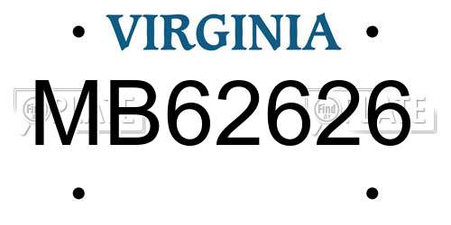 MB62626 Virginia License Plate