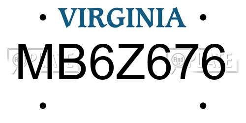 MB6Z676 Virginia License Plate