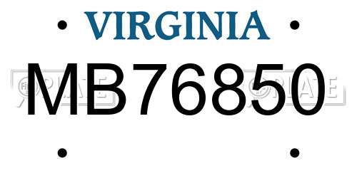 MB76850 Virginia License Plate