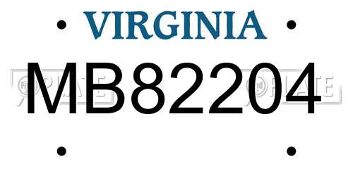 MB82204 Virginia License Plate
