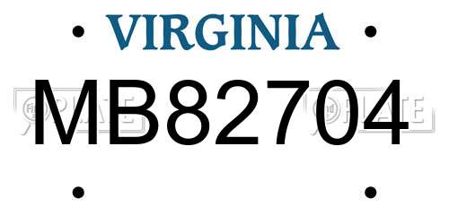 MB82704 Virginia License Plate