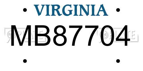 MB87704 Virginia License Plate