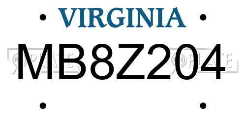 MB8Z204 Virginia License Plate