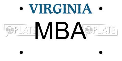 MBA Virginia License Plate