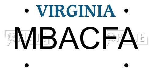 MBACFA Virginia License Plate