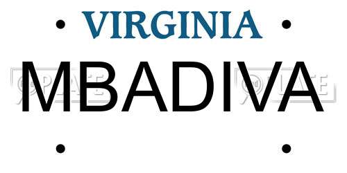 MBADIVA Virginia License Plate