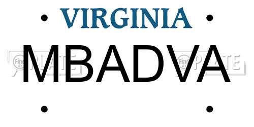MBADVA Virginia License Plate