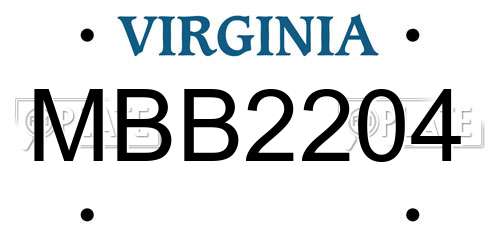 MBB2204 Virginia License Plate