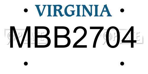 MBB2704 Virginia License Plate