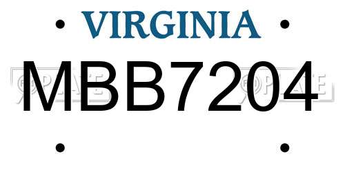 MBB7204 Virginia License Plate
