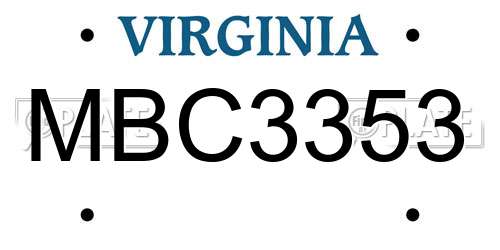 MBC3353 Virginia License Plate