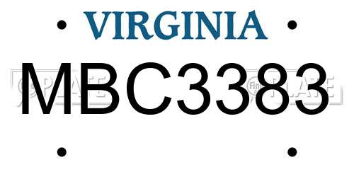 MBC3383 Virginia License Plate