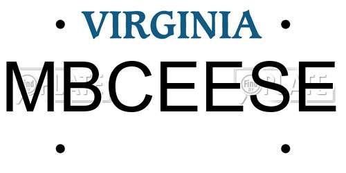MBCEESE Virginia License Plate
