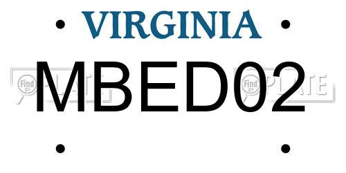 MBED02 Virginia License Plate
