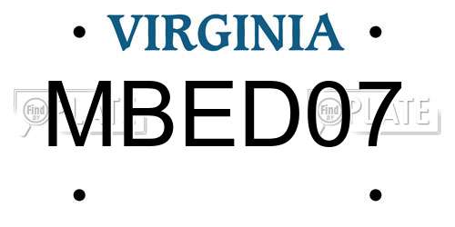 MBED07 Virginia License Plate