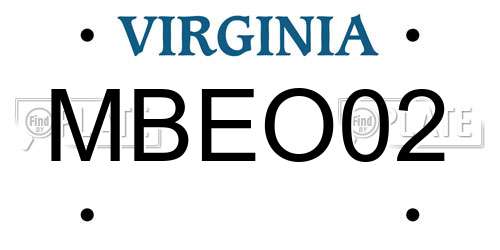 MBEO02 Virginia License Plate
