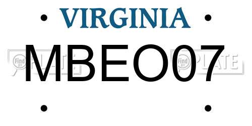 MBEO07 Virginia License Plate