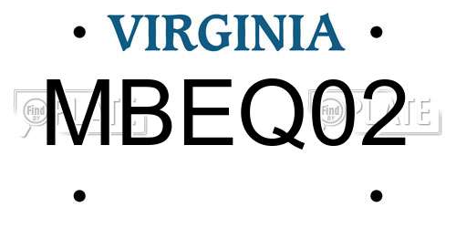 MBEQ02 Virginia License Plate