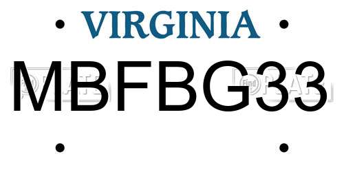 MBFBG33 Virginia License Plate