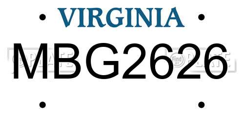 MBG2626 Virginia License Plate