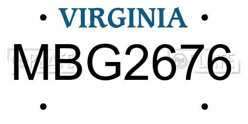 MBG2676 Virginia License Plate