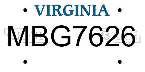 MBG7626 Virginia License Plate