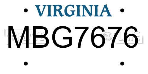 MBG7676 Virginia License Plate
