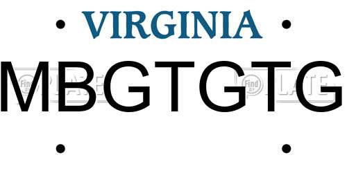 MBGTGTG Virginia License Plate