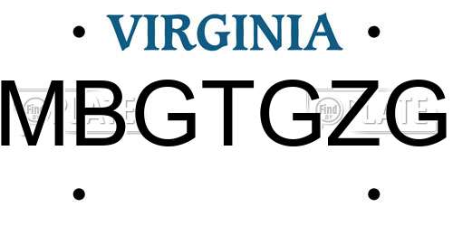MBGTGZG Virginia License Plate