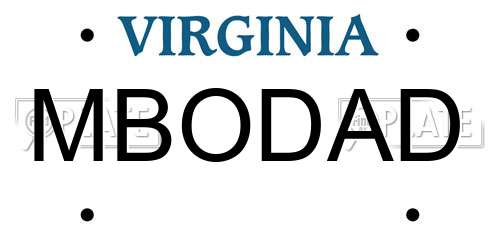 MBODAD Virginia License Plate