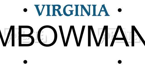 MBOWMAN Virginia License Plate